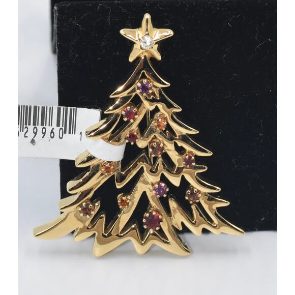 Rare ST. JOHN Swarovski Rhinestones Christmas Tree Designer Brooch Pin - Picture 1 of 5